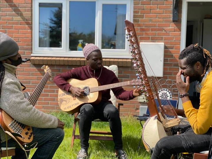 Bannilay trio rehearsing outdoors