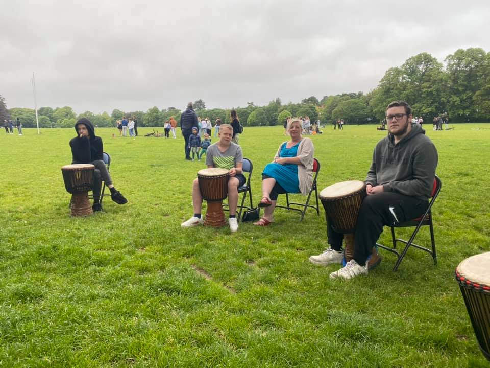 Djembe drumming workshop in Roath Rec