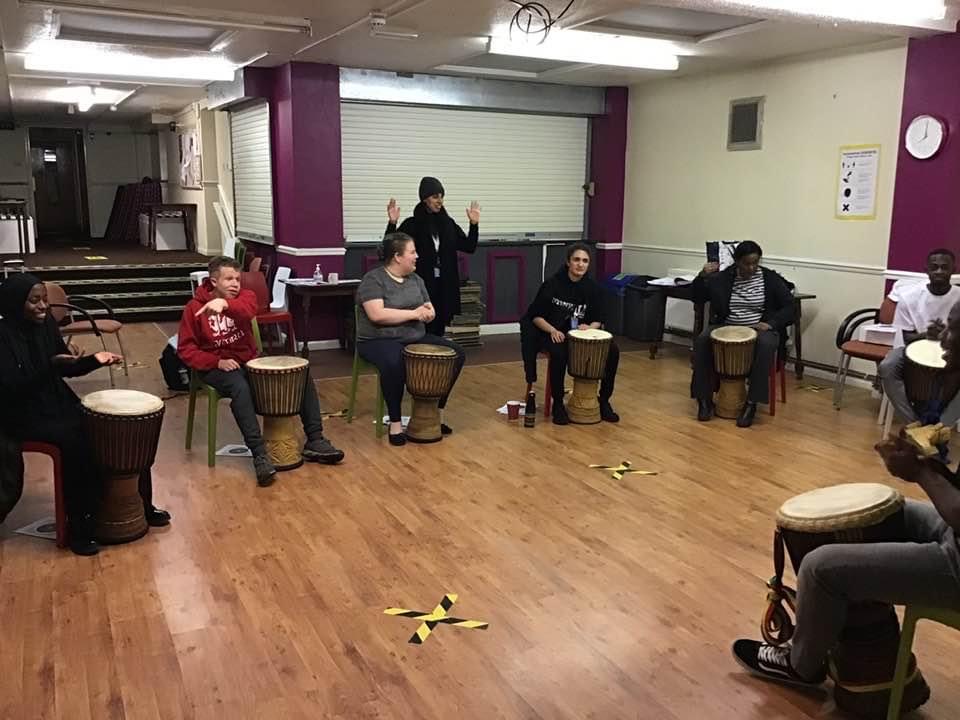 African drumming workshop at Deaf Hub Wales
