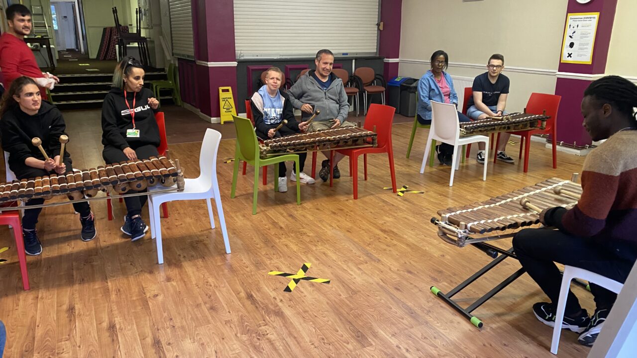 Balafon workshop at Cardiff Deaf Cool Youth Club