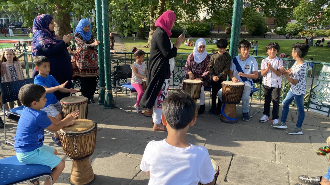 Children's djembe workshop in Grange Gardens