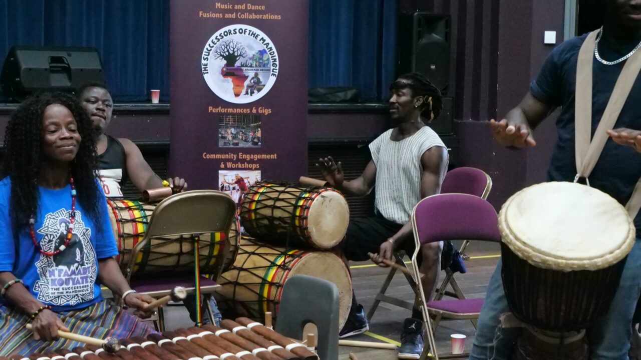 Drumming workshop leaders, The Welfare, Ystradgynlais