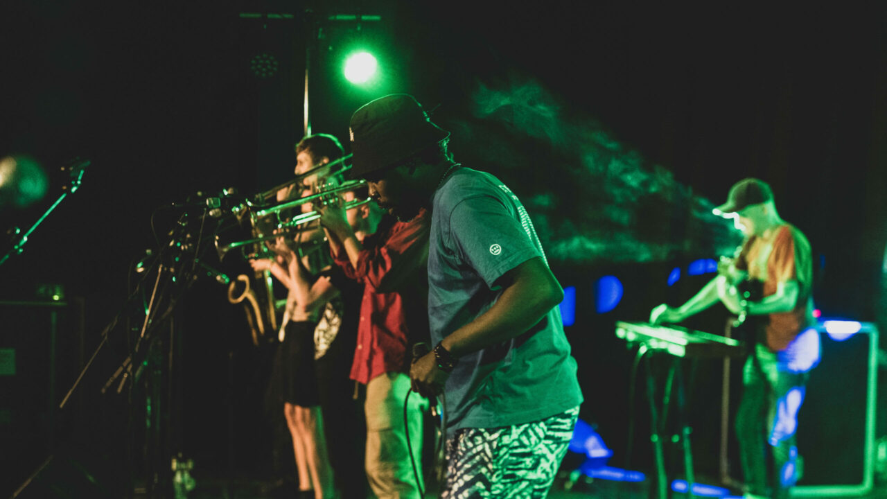 Members of Afro Cluster band on stage