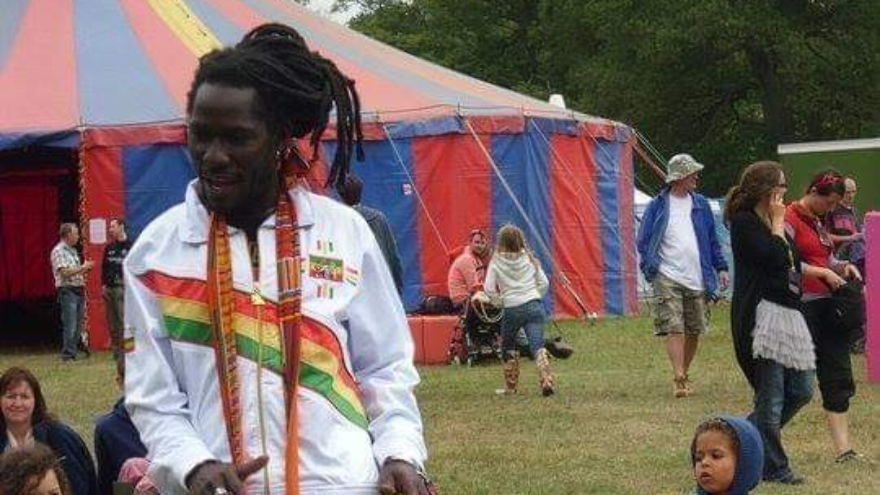 Emmanuel Okuni Annang with djembe