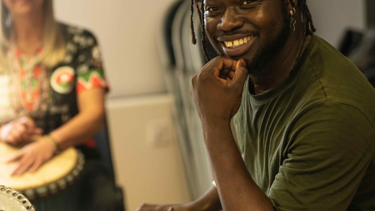 Seydou with his djembe